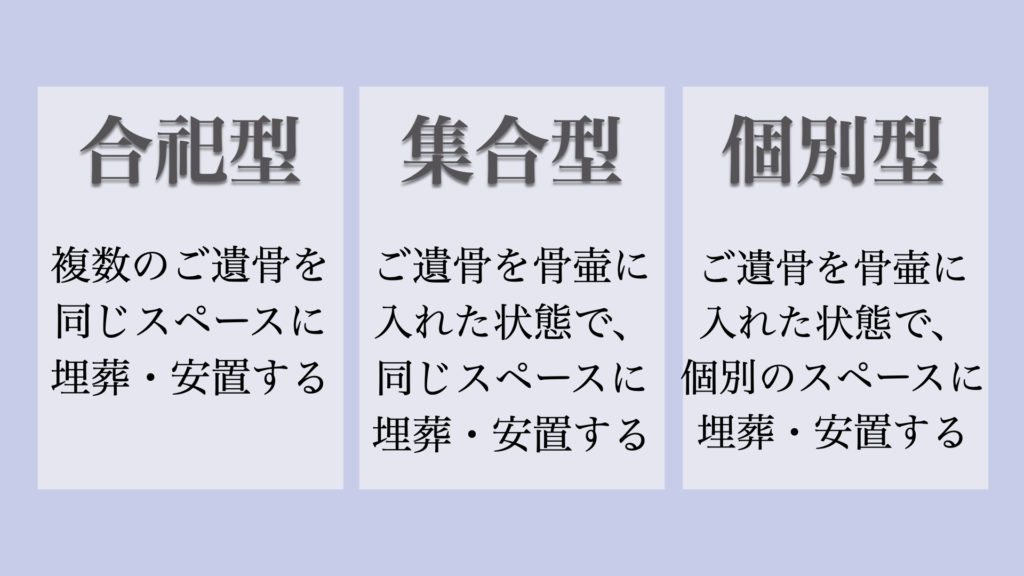 永代供養墓の種類は大きく3つ